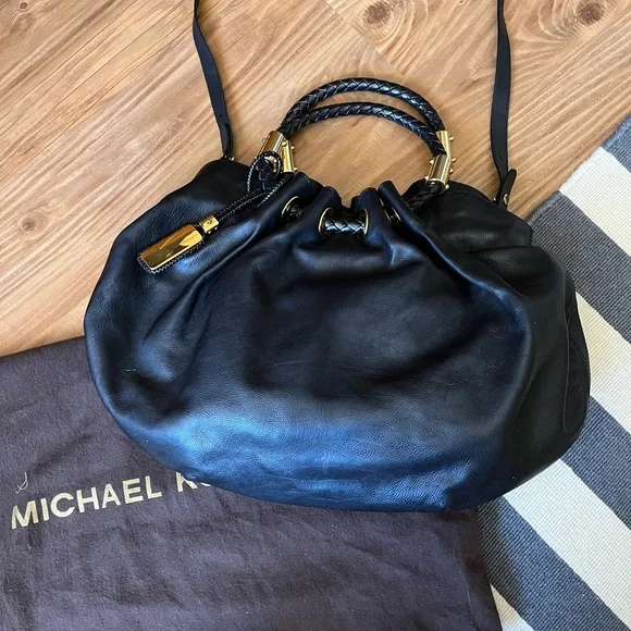 Michael Kors Bags Michael Kors Black Ruched Leather Shoulder